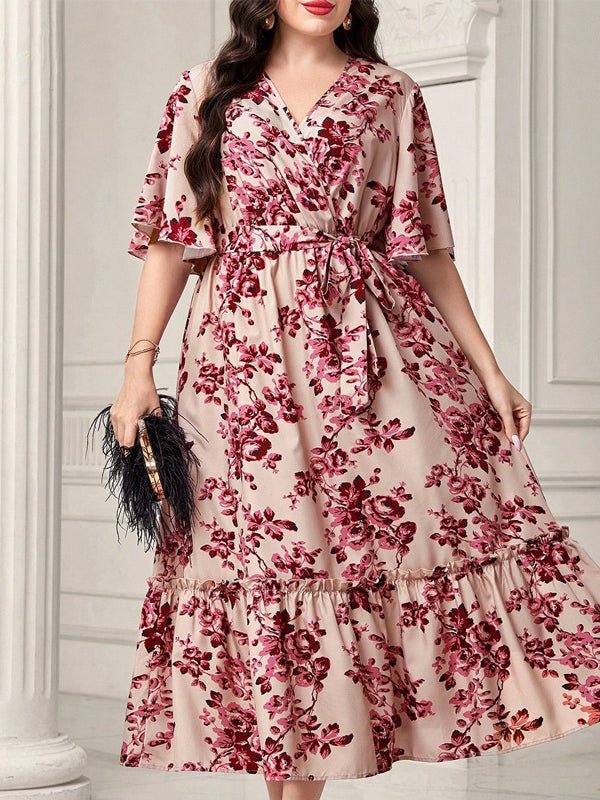 Elegant floral print wrap dress in summer fashion, perfect for stylish ملابس choices