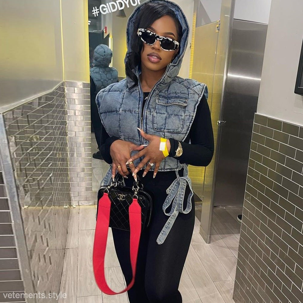 Hooded Sleeveless Short Vest-VETEMENTS