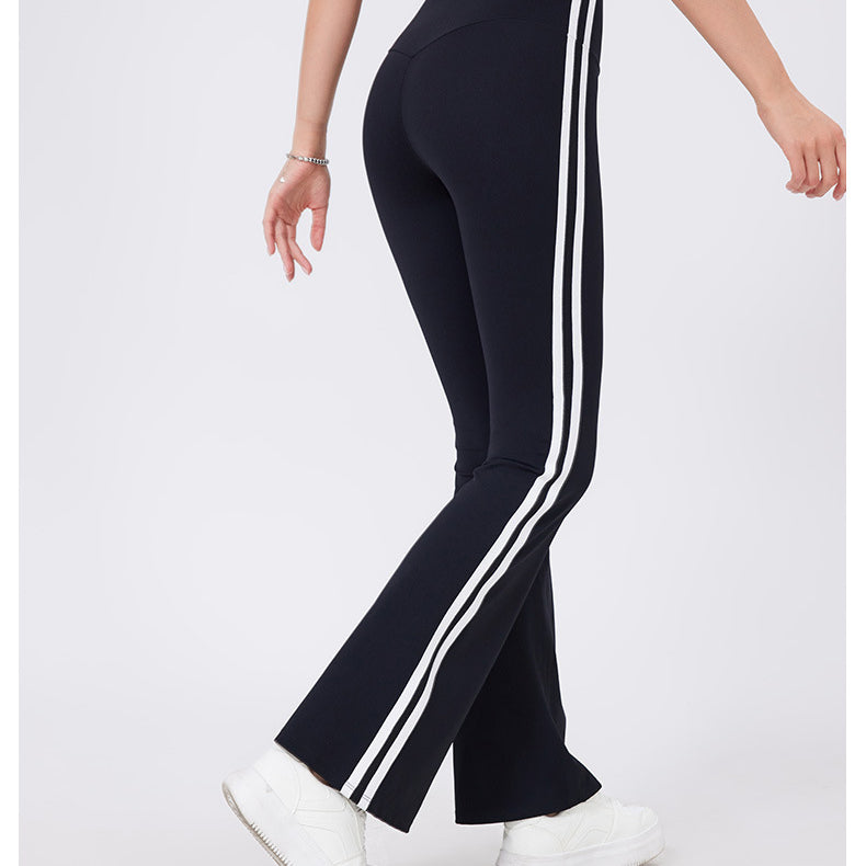 High Waist Yoga Pants Running Sports Peach Hip Raise Fitness Nude Feel Stretch Flared