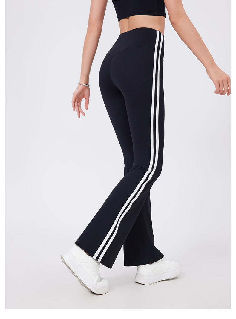 High Waist Yoga Pants Running Sports Peach Hip Raise Fitness Nude Feel Stretch Flared