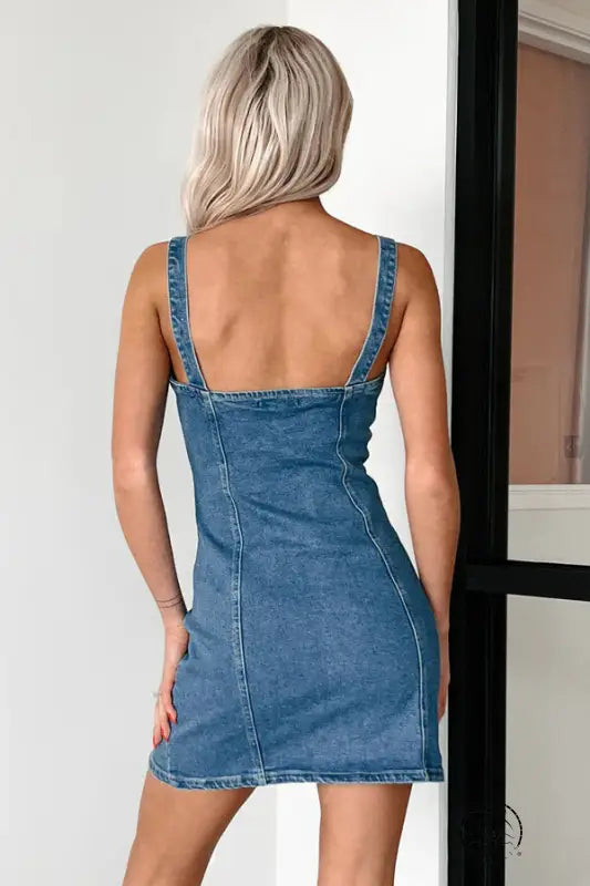 Stunning retro denim mini dress on display