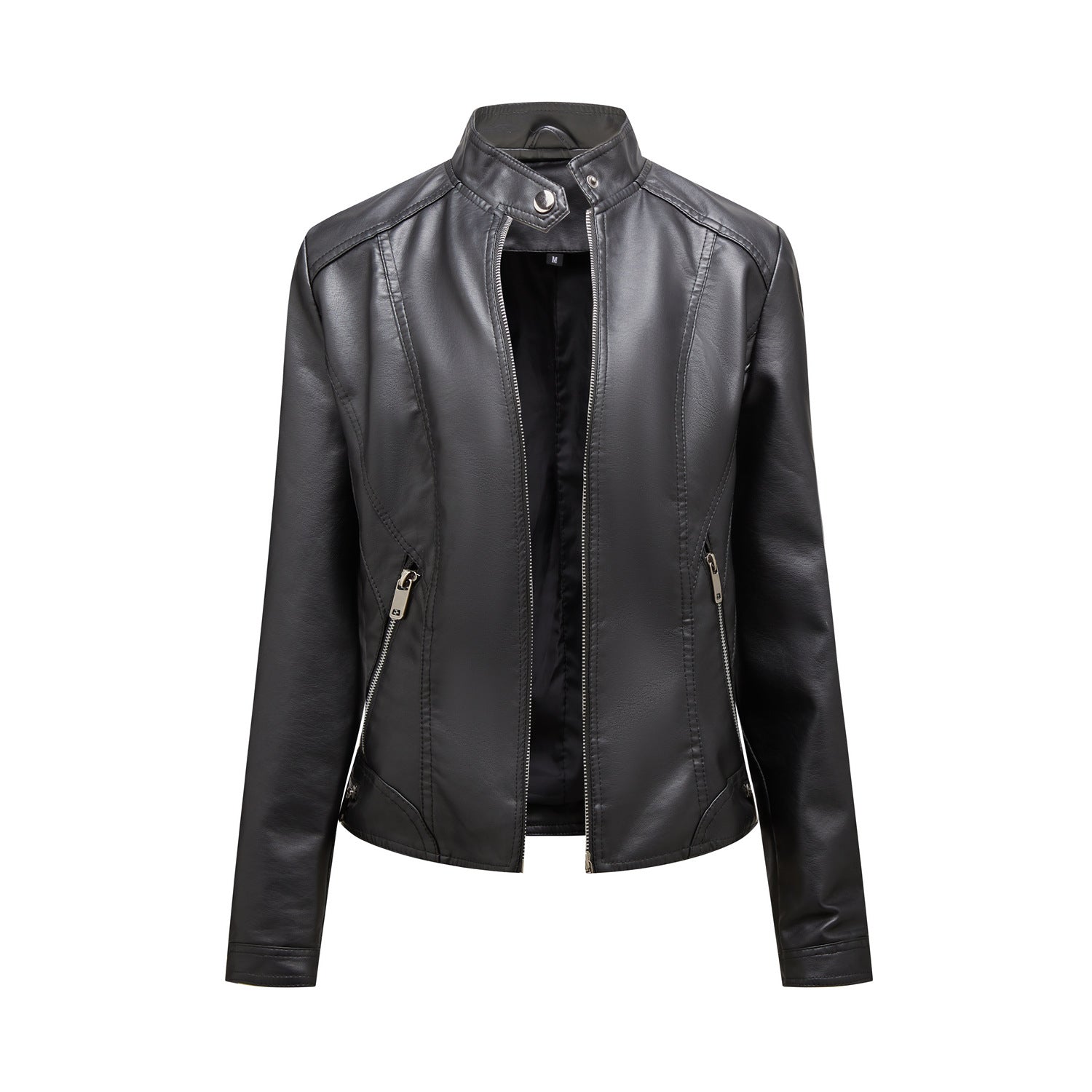 Black faux leather jacket from Casual Leather Short Coat, perfect for langry fashion and ملابس