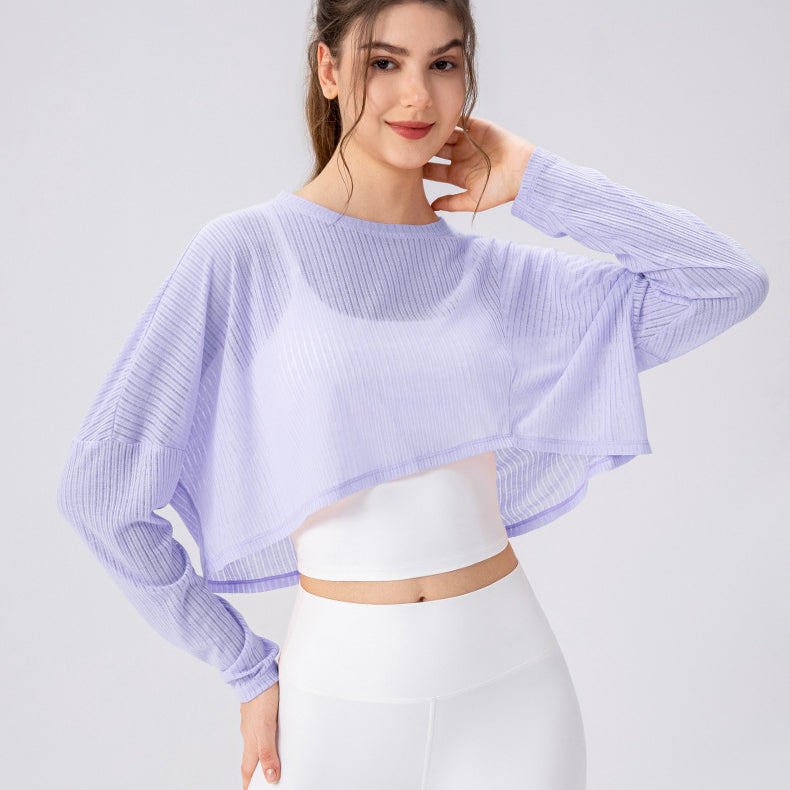Women Yoga Blouse Long Sleeve Lightweight Breathable Workout Top Loose Outdoor Running Casual Sports