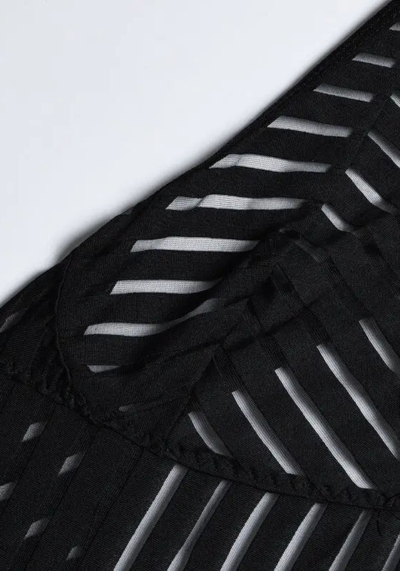 Hollow out Cutout Striped Cross Strap one Piece Lingerie Suit