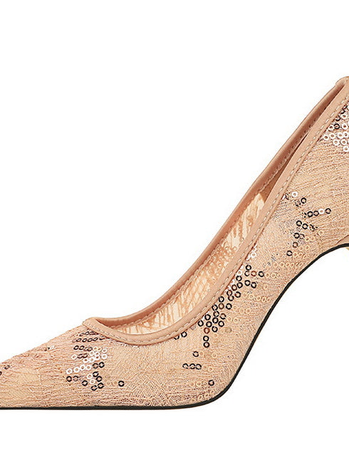 Shallow Mouth Sequin Fashionable Elegant High Heel