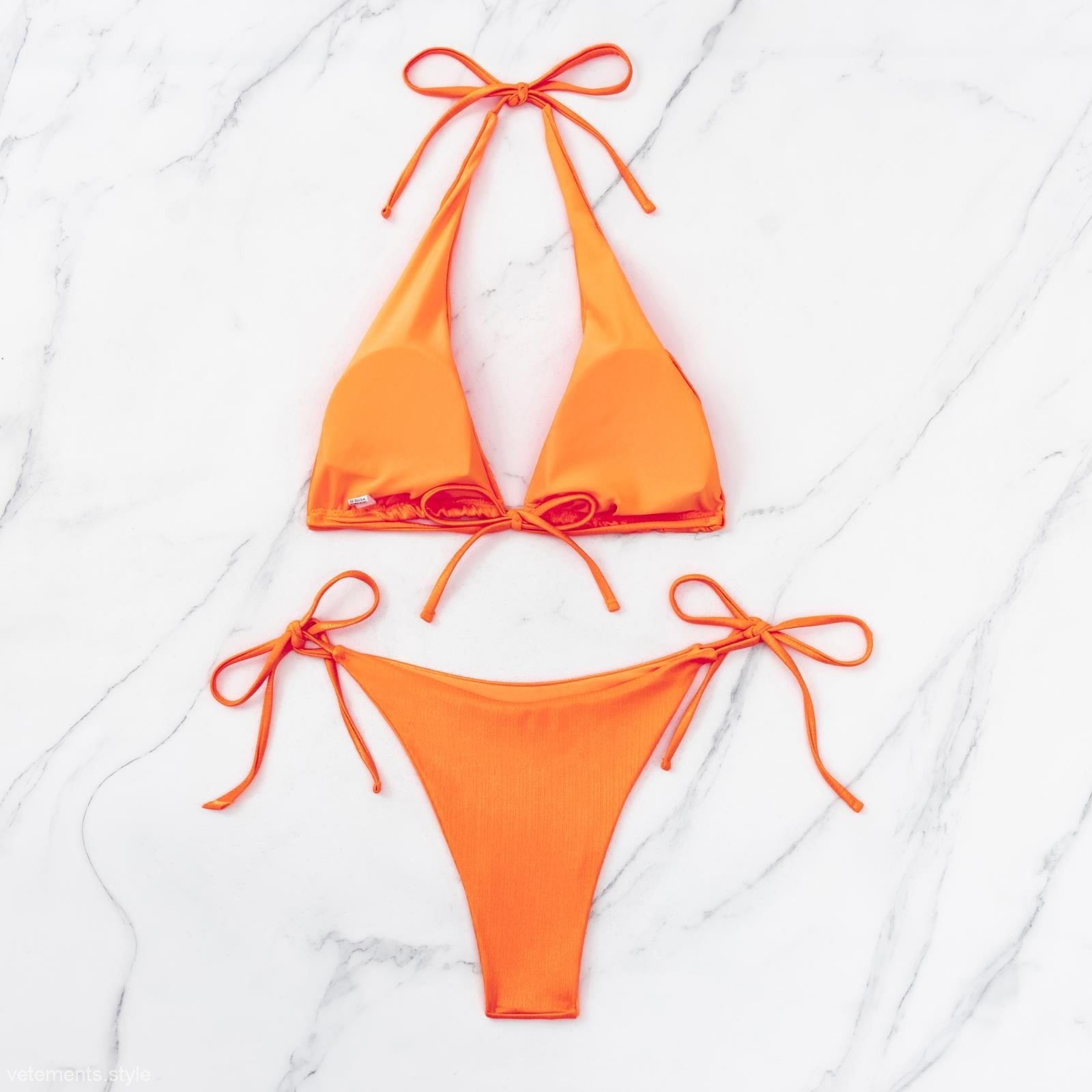 Orange string bikini from Cute BIKINI BACKLESS, a sexy bikini backless option