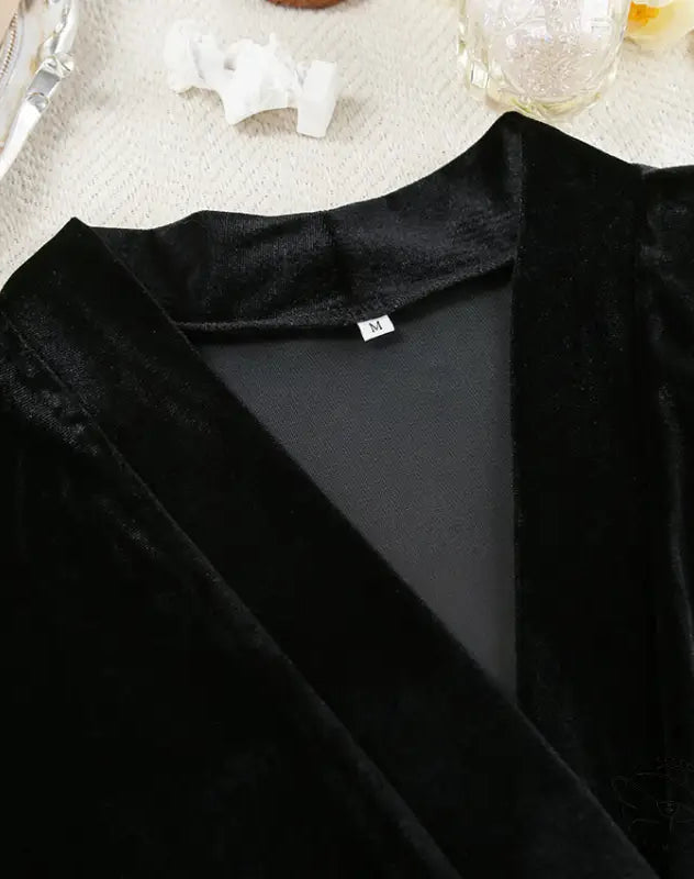 Black velvet wrap dress size M in comfortable cardigan thermal pajamas
