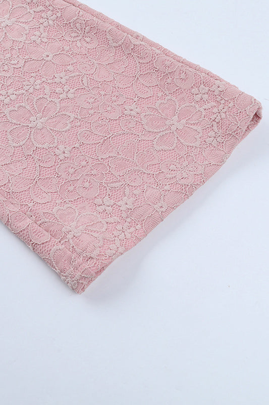 Elegant dusty rose lace jumpsuit with floral pattern and delicate texture in Langry fashion ملابس