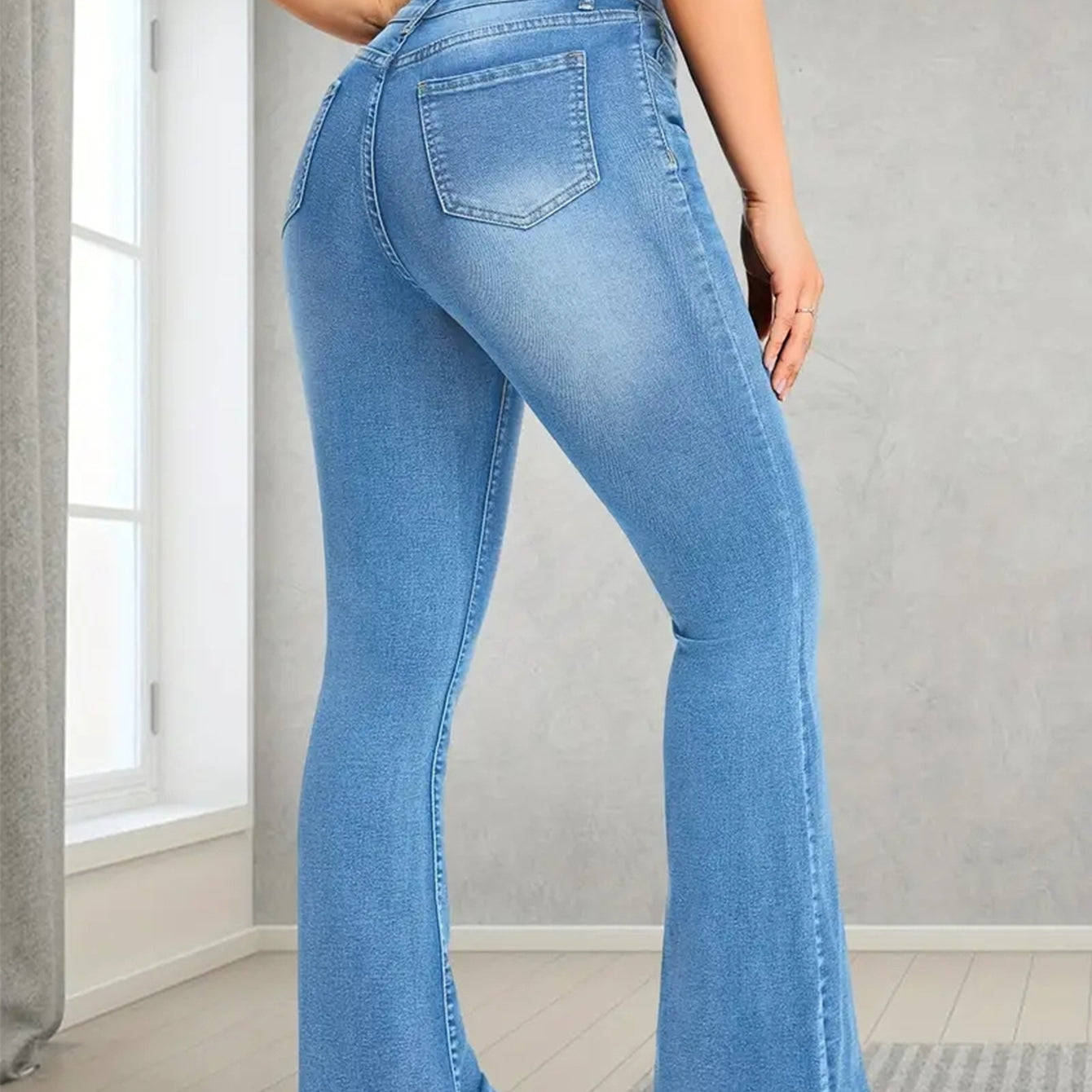 Comfy Jeans Stretch Multi Craft Pocket Design Slim Fit Light Blue Trousers