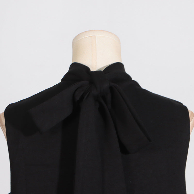 Black dress with tie bow and floral design from Retro Socialite fashion collection