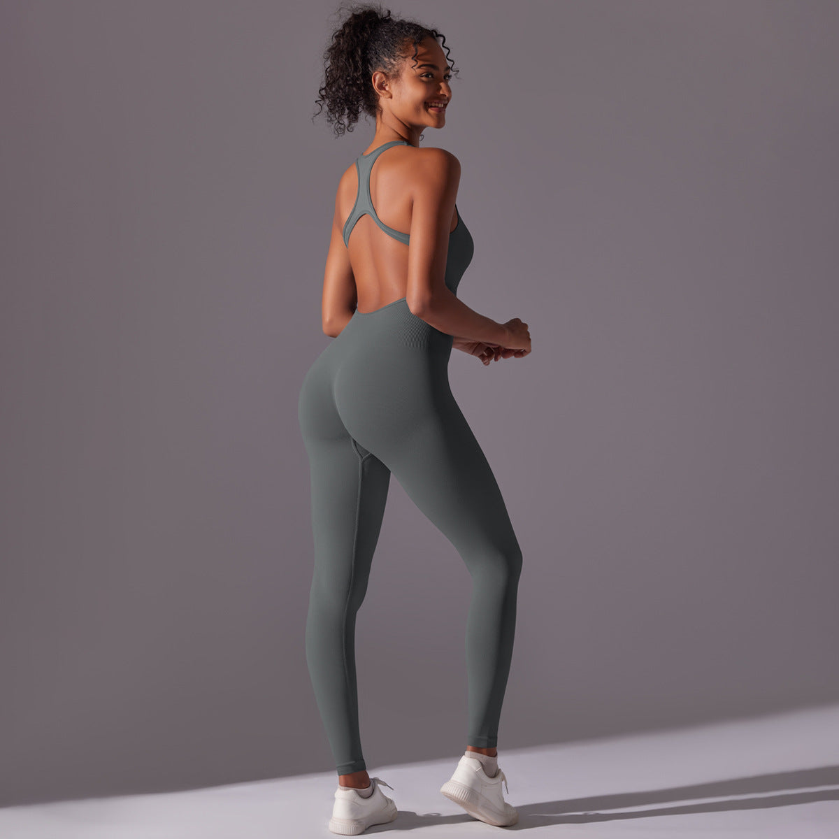 Spring Gym Seamless Shaping Yoga Jumpsuit Integrated Belly Contracting Close Fitting Sports Back one Piece
