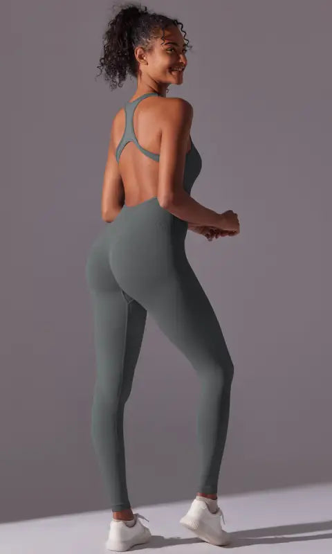 Spring Gym Seamless Shaping Yoga Jumpsuit Integrated Belly Contracting Close Fitting Sports Back one Piece