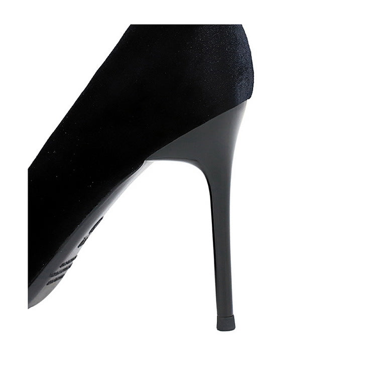 Double Layer Bow Decoration High Heels