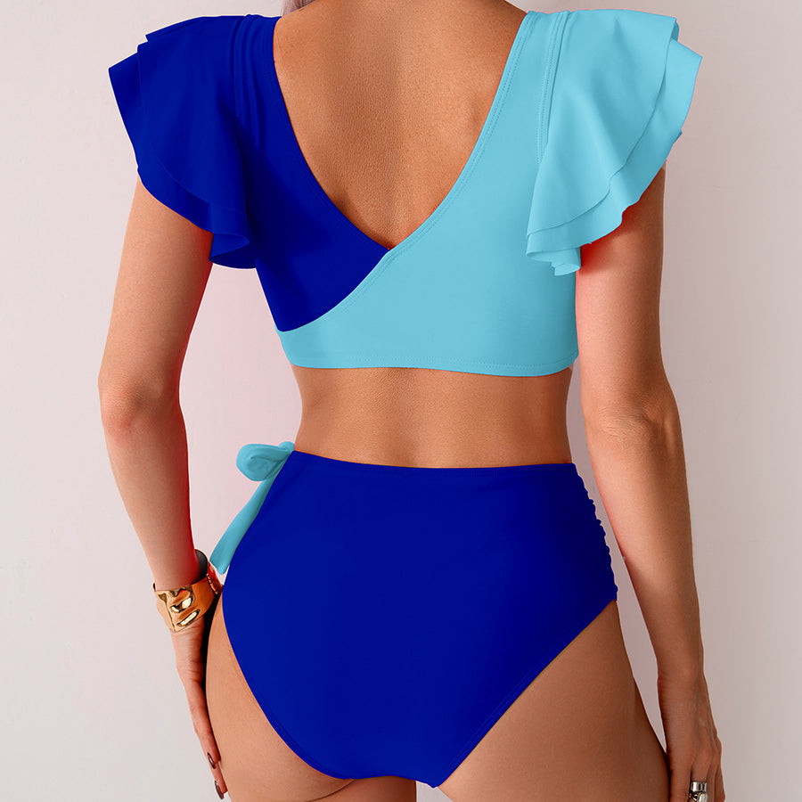 Two-tone ruffled swimsuit from Stunning High Waist Bikini, a chic fashion langry ملابس choice