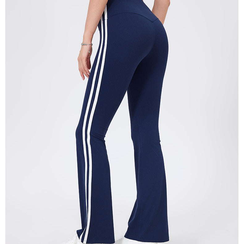 High Waist Yoga Pants Running Sports Peach Hip Raise Fitness Nude Feel Stretch Flared