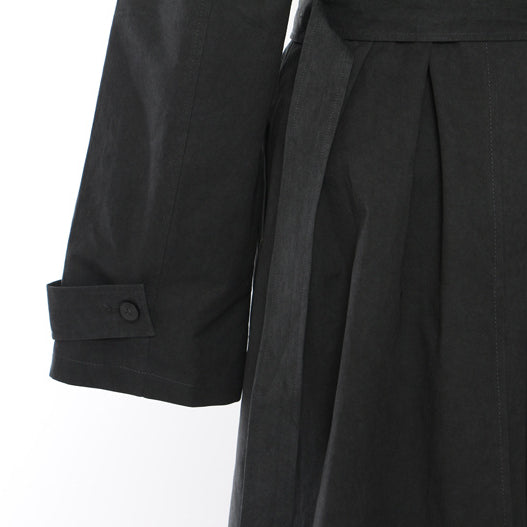 Langry casual trench coat in black with rolled cuffs and belt detail