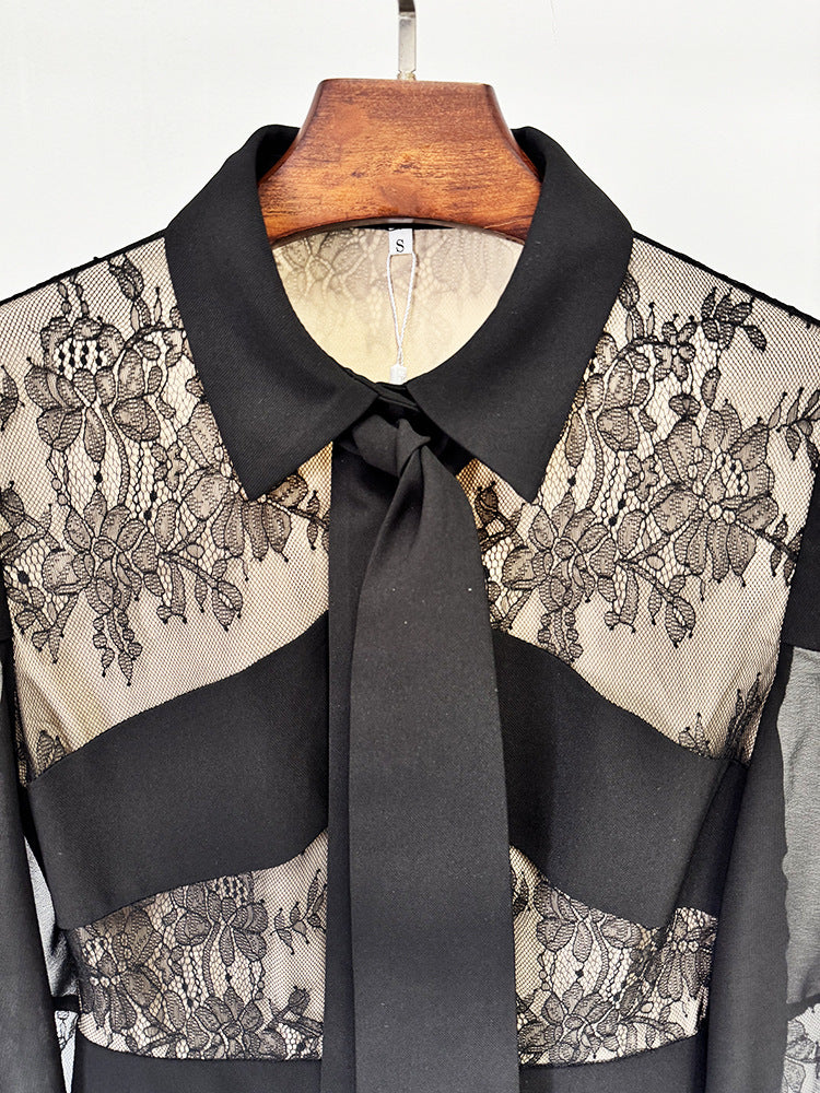 Elegant black lace collar dress from Beautiful High End Floor Length Dress collection in fashion