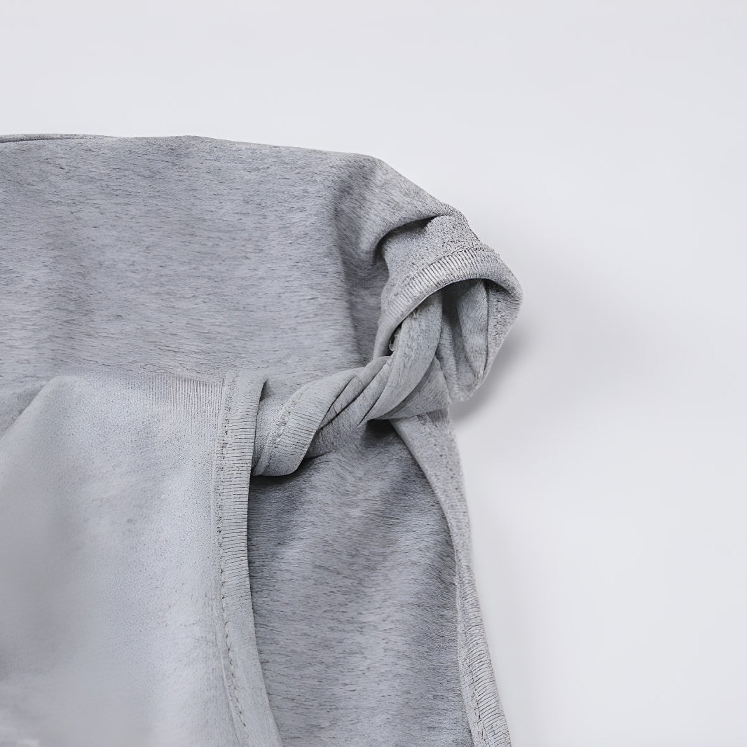 Knotted gray fabric sleeve detail of Summer Women Clothing Solid Color Vest Suit