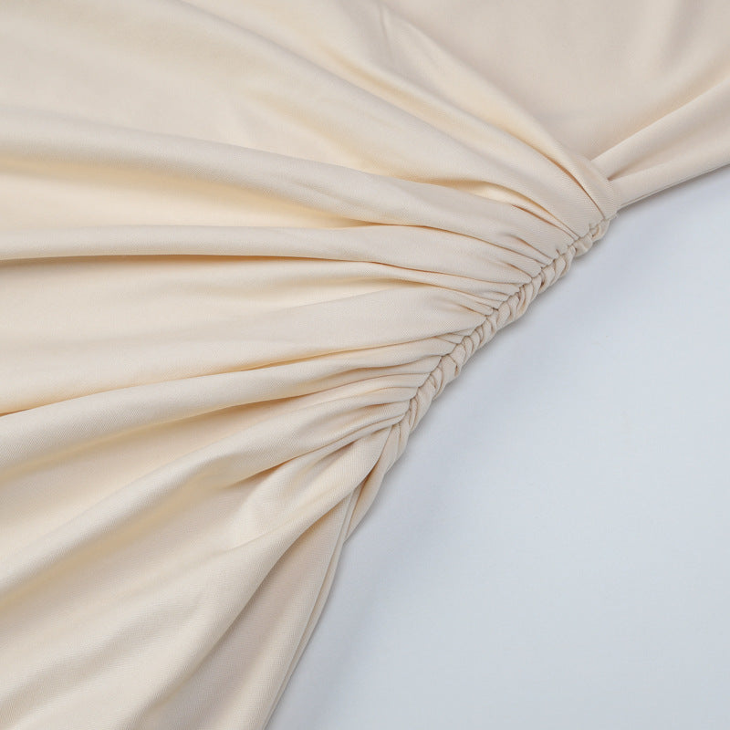 French Slim Fit Backless Button Dress