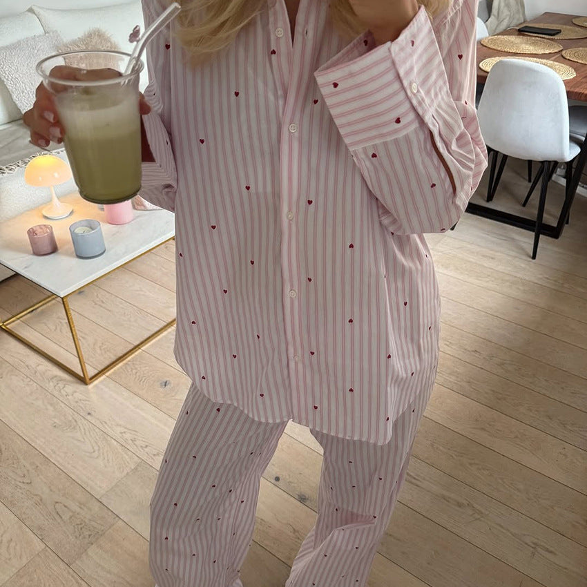 Langry lavender polka dot pajama set with metallic accents in fashion home wear