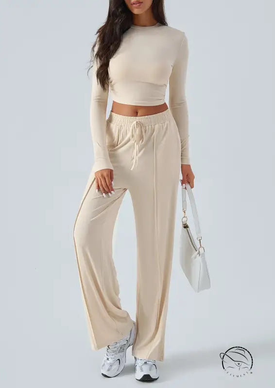 Winter Waist Tight Wide Leg Casual Pants
