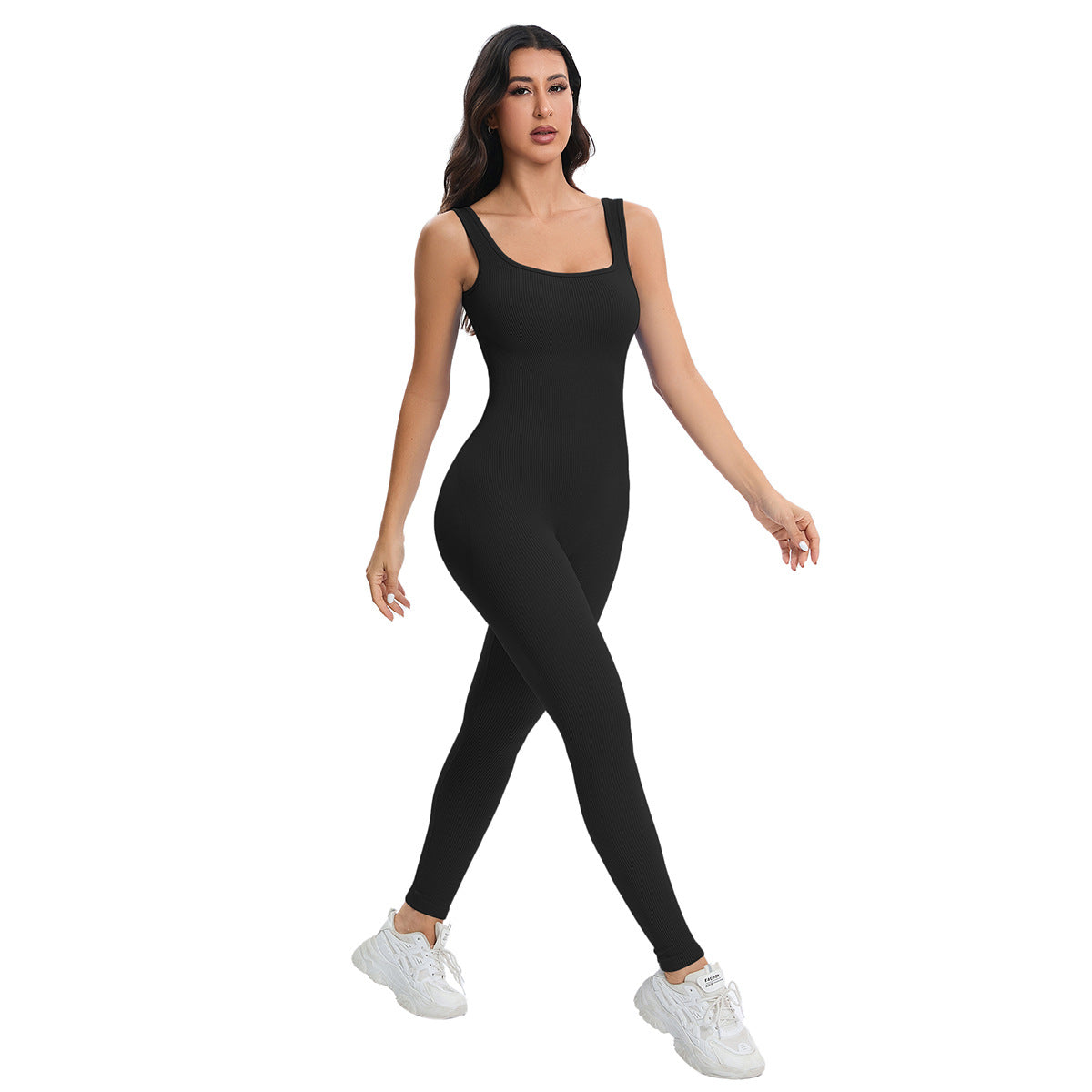 Breathable seamless knitted peach hip slim fit langry fashion jumpsuit
