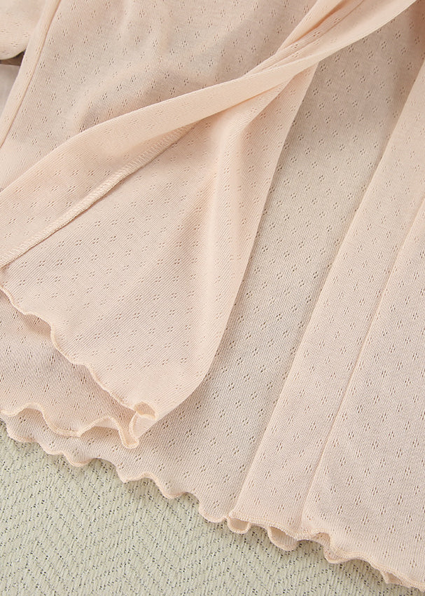 Delicate blush pink sheer Langry fashion nightgown fabric with dotted texture