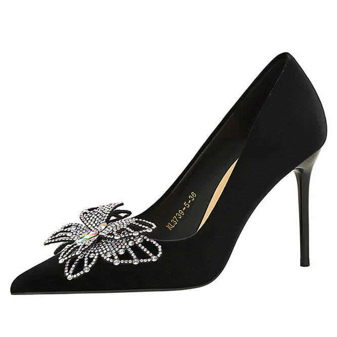 Double Layer Bow Decoration High Heels