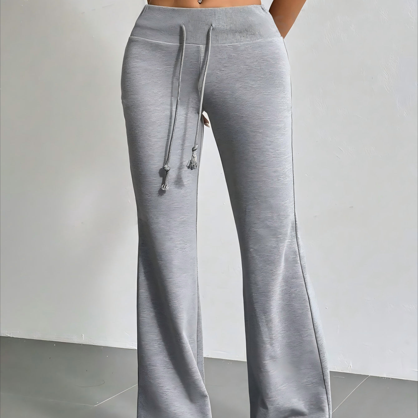 Gray drawstring flared sweatpants for casual fashion in ملابس by Langry