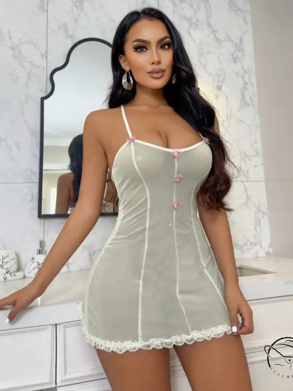 Lingerie Seduction Mesh See Through Nightdress Strap Dress
