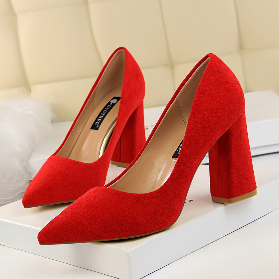 Red suede high heels from Comfy Skinny High Heels for fashionable outfits and ملابس