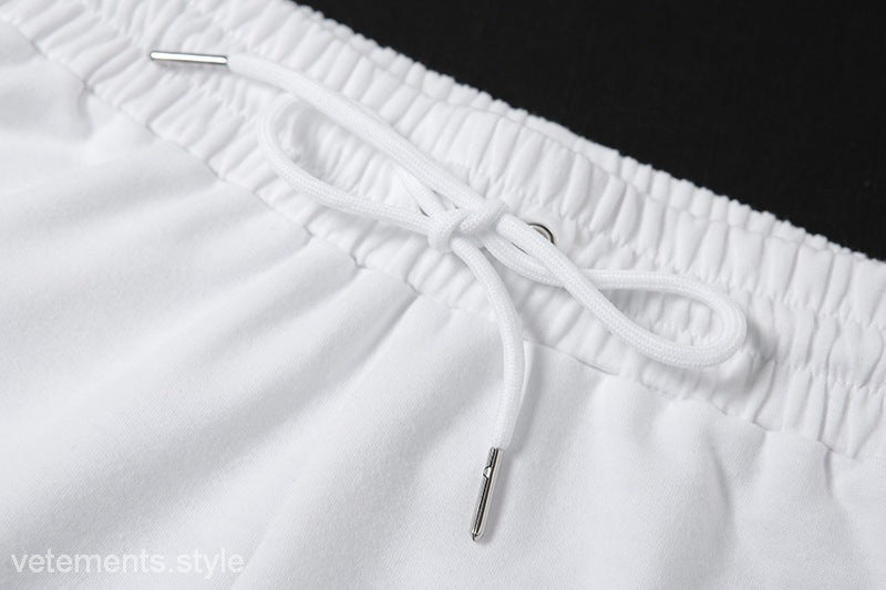 White drawstring shorts with ankle tied lace from TRENDY TANK TOP SET, two-piece set