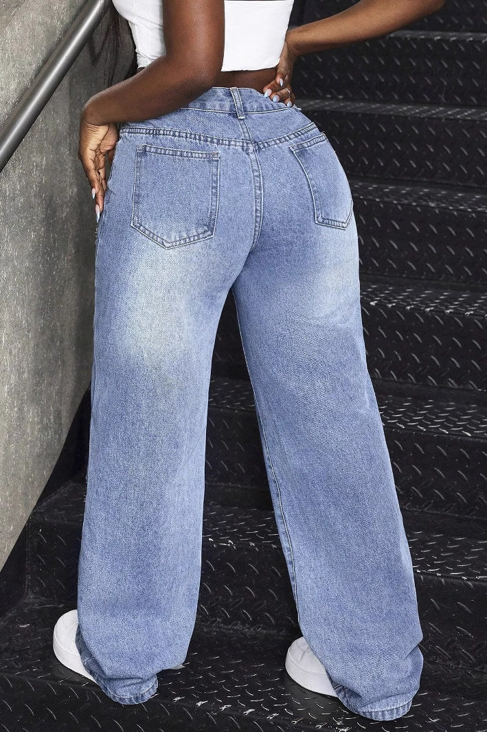 Light blue wide-leg jeans from Langry, perfect for fashionable ملابس styling