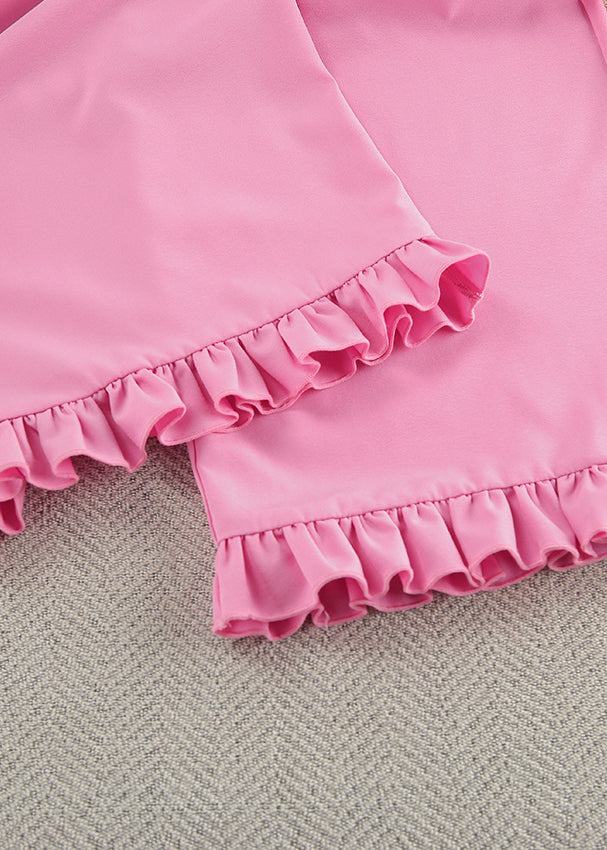 Pink ruffled langry swim trunks in fashion ملابس pajamas
