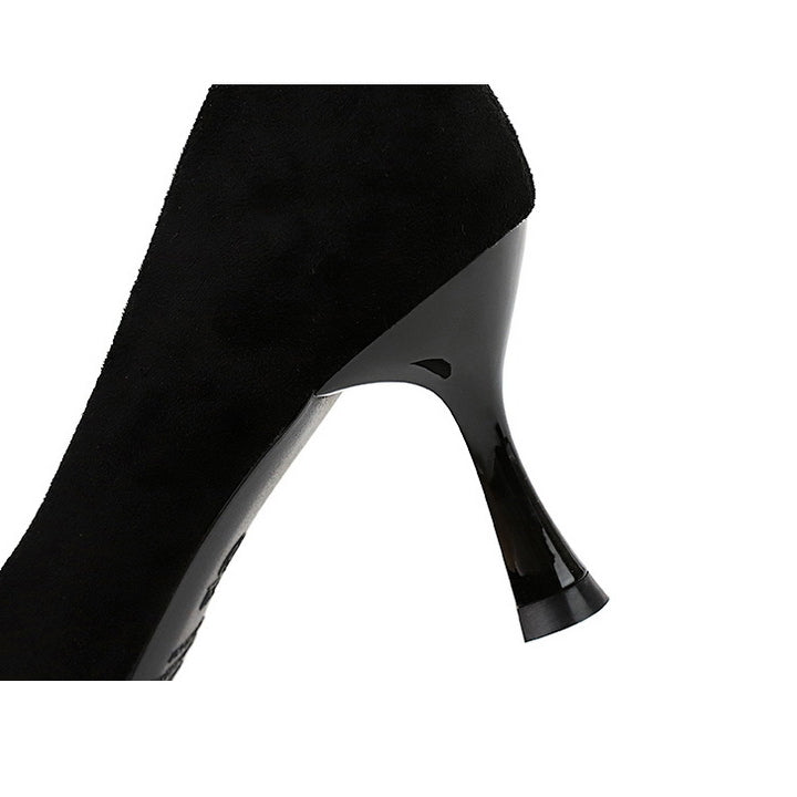 Langry fashion black patent leather stiletto high heel shoe