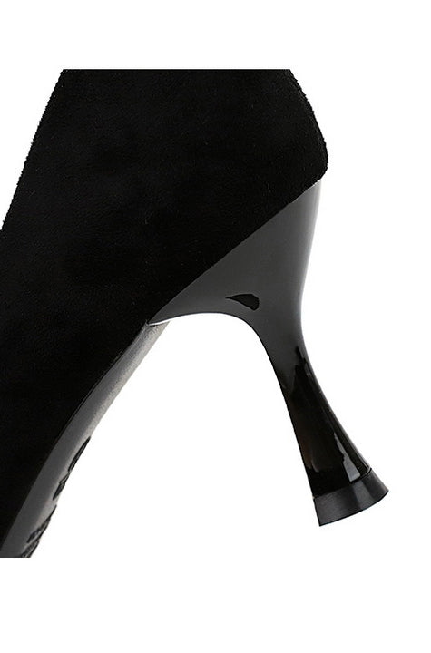 Langry fashion black patent leather stiletto high heel shoe