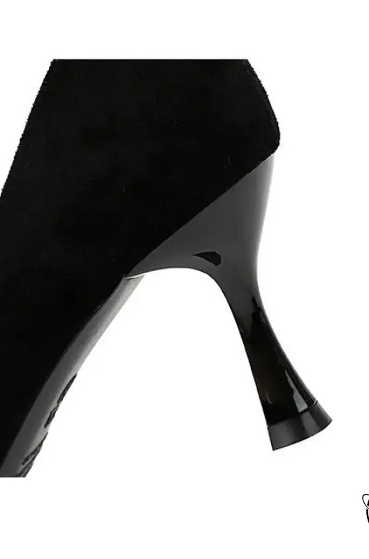 Langry fashion black patent leather stiletto high heel shoe