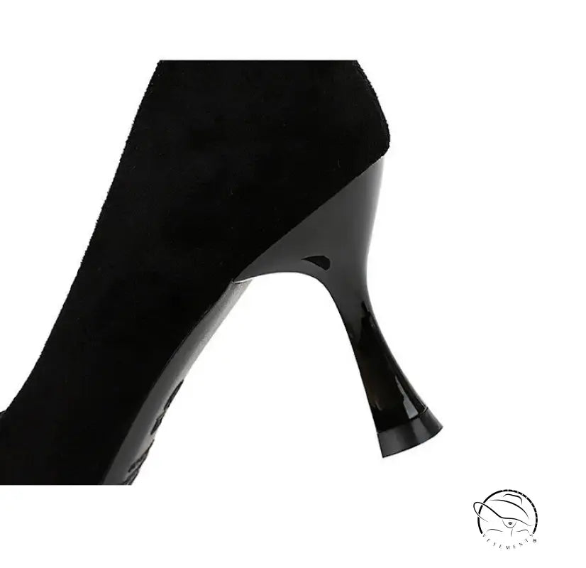 Langry fashion black patent leather stiletto high heel shoe