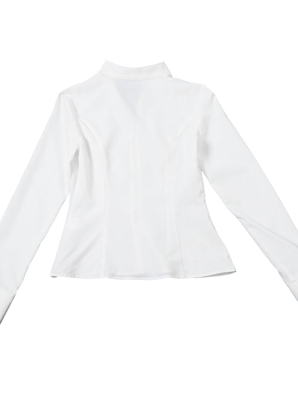 Summer Women Clothing Casual Trend Long Sleeve Zipper Waist Controlled Top Short Skirt Two Piece Set