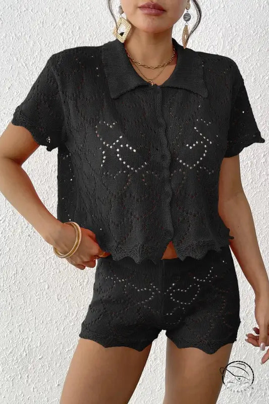 Black crochet knit shorts from beautiful beach sets
