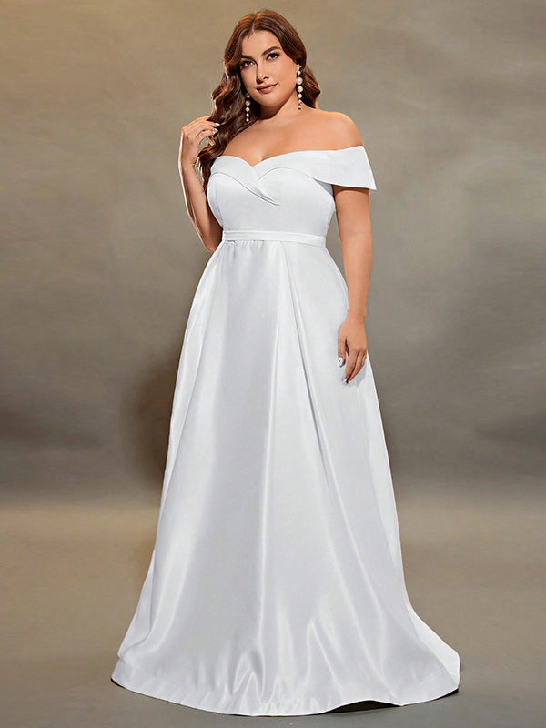 Elegant off-the-shoulder white gown from Summer Off Shoulder Evening Dress collection, perfect for fashion-savvy occasions
