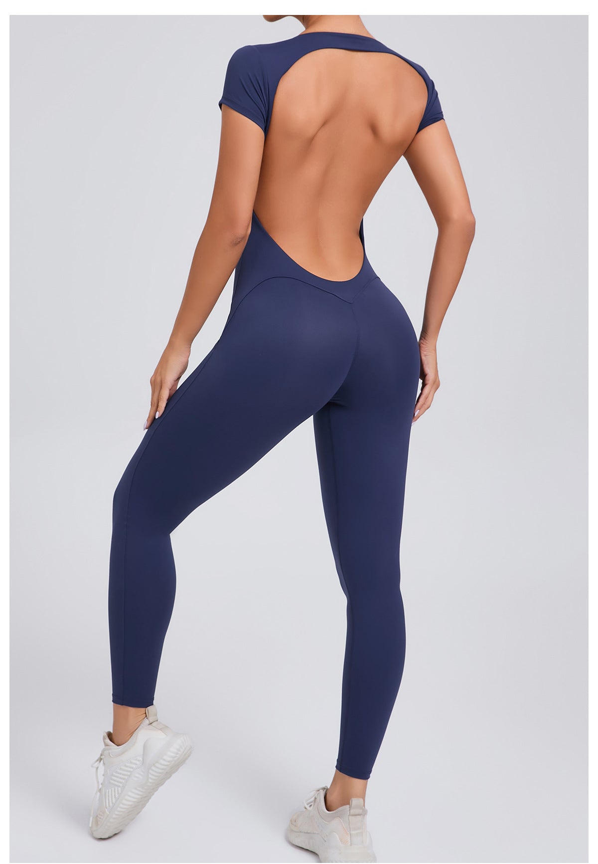Navy blue backless langry yoga bodysuit for fashion ملابس