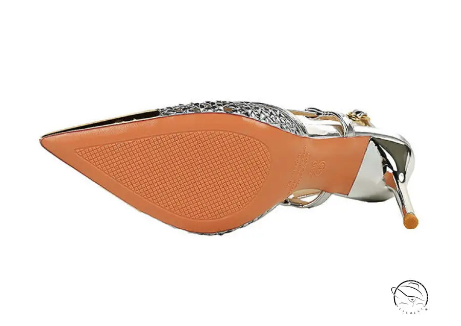 High Grade Metal Pointed Toe Strap Heels