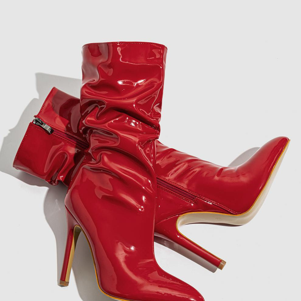 Leather Shoes Short High Heel Riding Boots