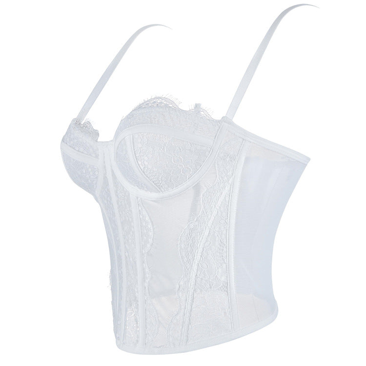Langry fashion clear plastic corset camisole top bra with zipper