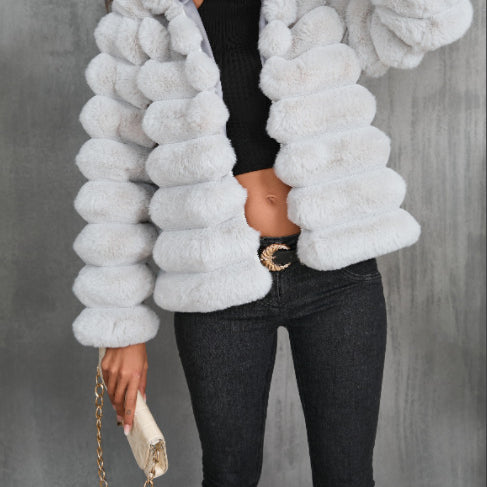 White faux fur jacket for autumn winter faux and winter faux fur protection