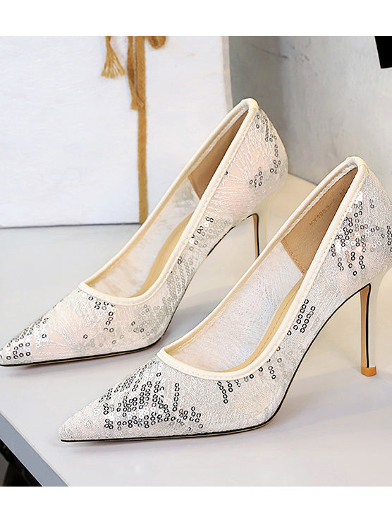 Shallow Mouth Sequin Fashionable Elegant High Heel