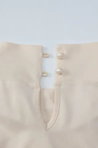 French Slim Fit Backless Button Dress