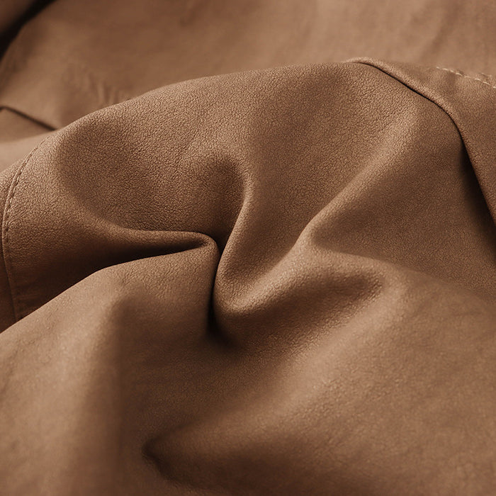 Wrinkled brown fabric for high-quality casual leather coat, perfect for fashionable ملابس