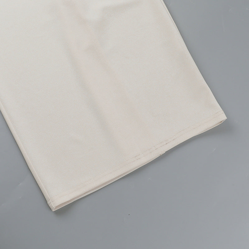 Cream-colored fabric of Elegant Slim Fit Lace Dress, a stylish choice in fashion ملابس